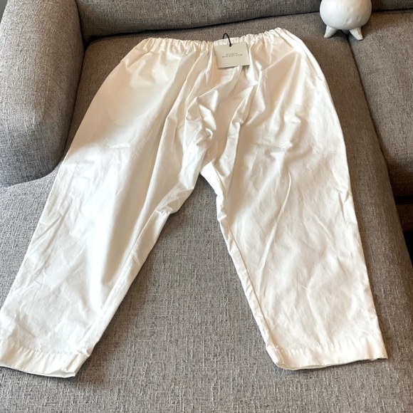 Studio Nicholson Unisex White Drop Board Trousers in Ivory - Picture 5 of 8